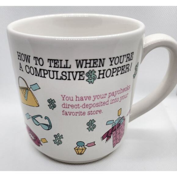 MUG/CUP-CARLTON CARDS-NACY SUSAN FORMAN-"Compulsive Shopper"-Novelty - Picture 1 of 10